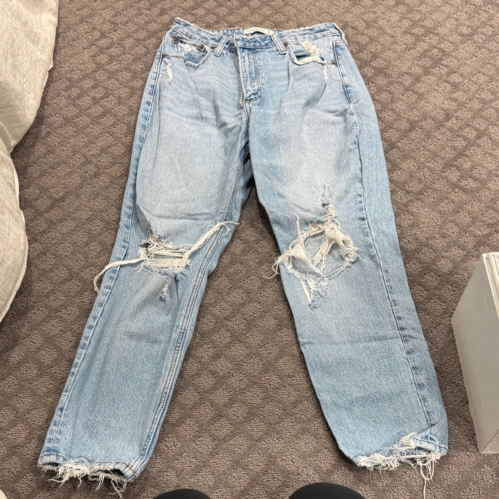 Abercrombie & Fitch Light Blue Distressed Boyfriend Jeans